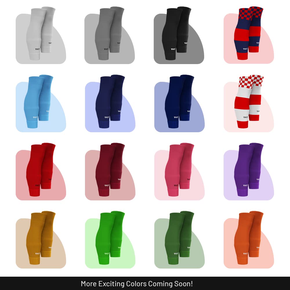 Tekkerz leg sleeve over 20 color variations compatible with grip socks for soccer, football, hockey, rugby athletic socks