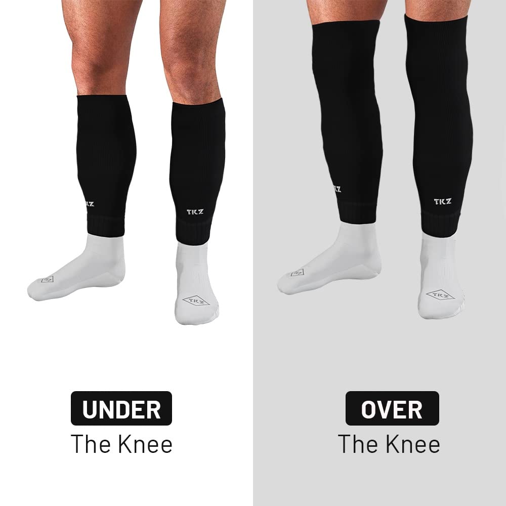 Tekkerz leg sleeve over 20 color variations compatible with grip socks for soccer, football, hockey, rugby athletic socks