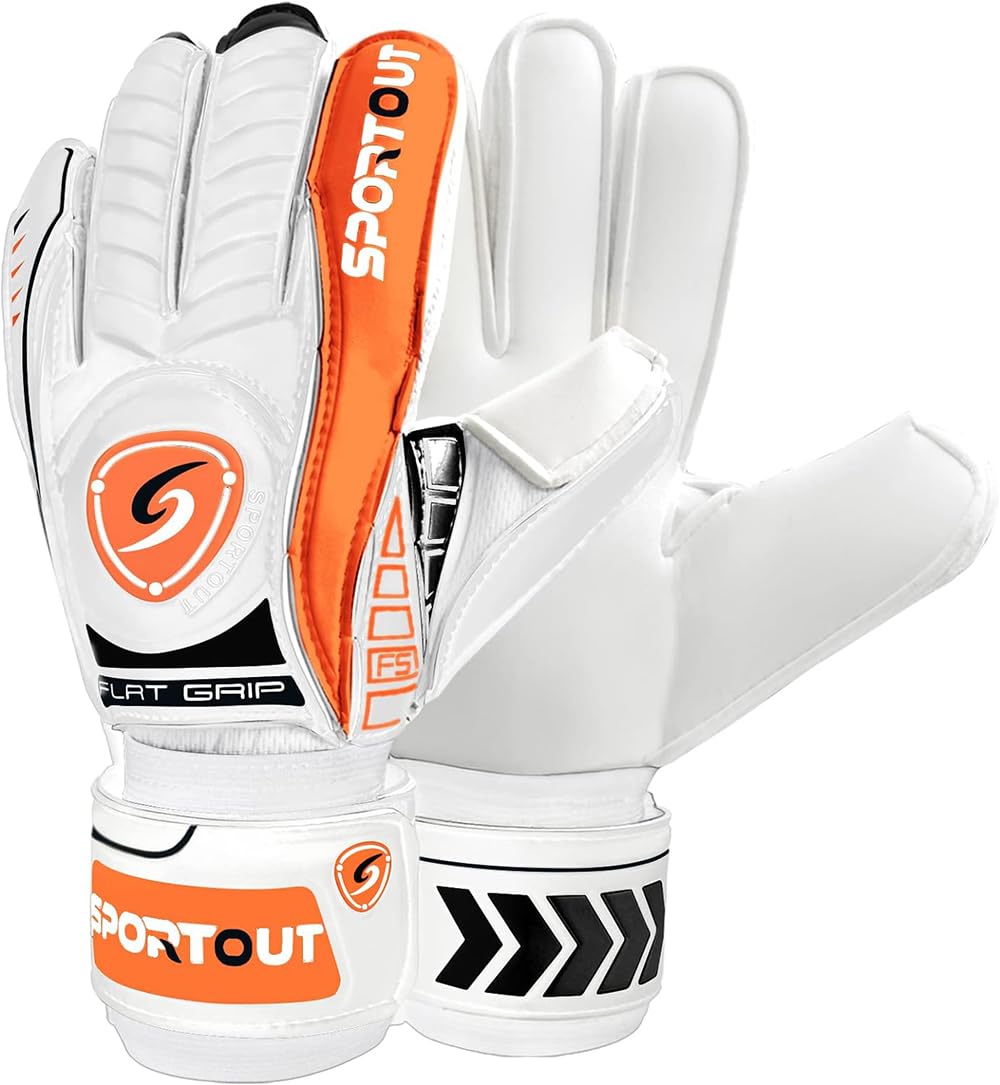 Sportout Goalkeeper Gloves with Fingersave, Breathable Soccer Goalie Gloves, 4mm Latex, for Kids, Youth and Adult