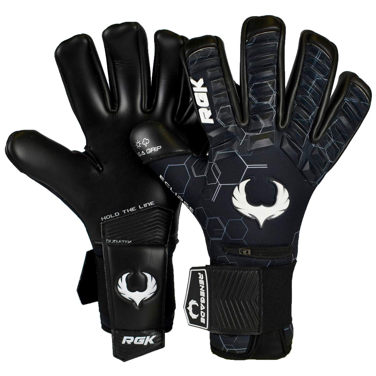 Renegade GK Eclipse Professional Level Soccer Goalie Gloves - Adult & Youth (Sizes 7-12, Level 5) 4+3MM EXT Contact Grip | Max Grip & Comfort | Goalkeeper Gloves for Elite Play | Based in USA