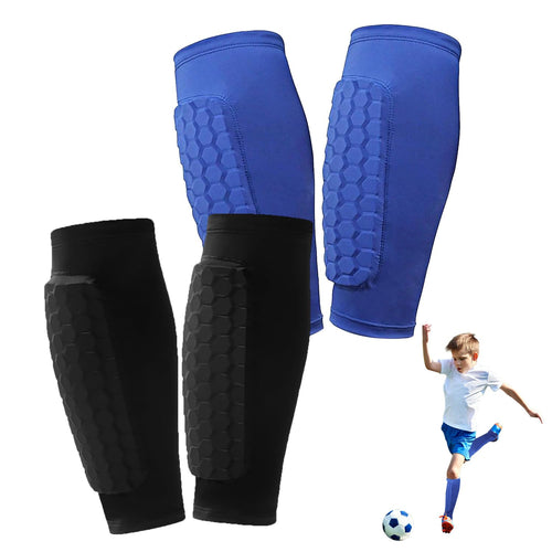 2 Pairs Soccer Shin Guards for Kids Youth Adult,Shin Guards Soccer Calf Compression Sleeve with Honeycomb Pads,Lightweight Shin Protector Support for Baseball MTB Football–Boys Girls Protective Gear