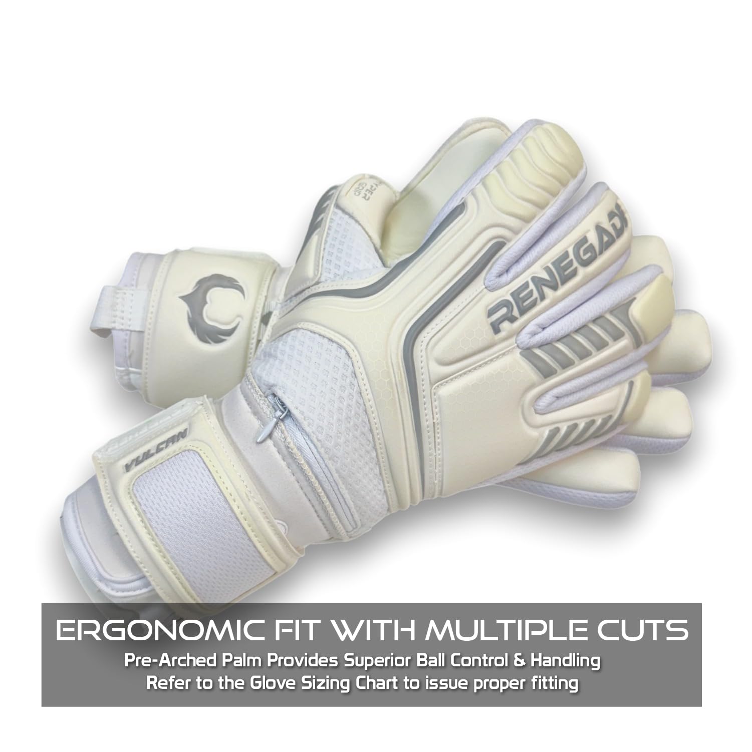 Renegade GK Vulcan Goalie Gloves - Adult, Youth, Kids (Sizes 6-11, 4 Styles, Level 3) Pro-Tek Fingersaves & 3.5+3MM Hyper Grip | Excellent Goalkeeper Glove for Higher Play | Based in The USA