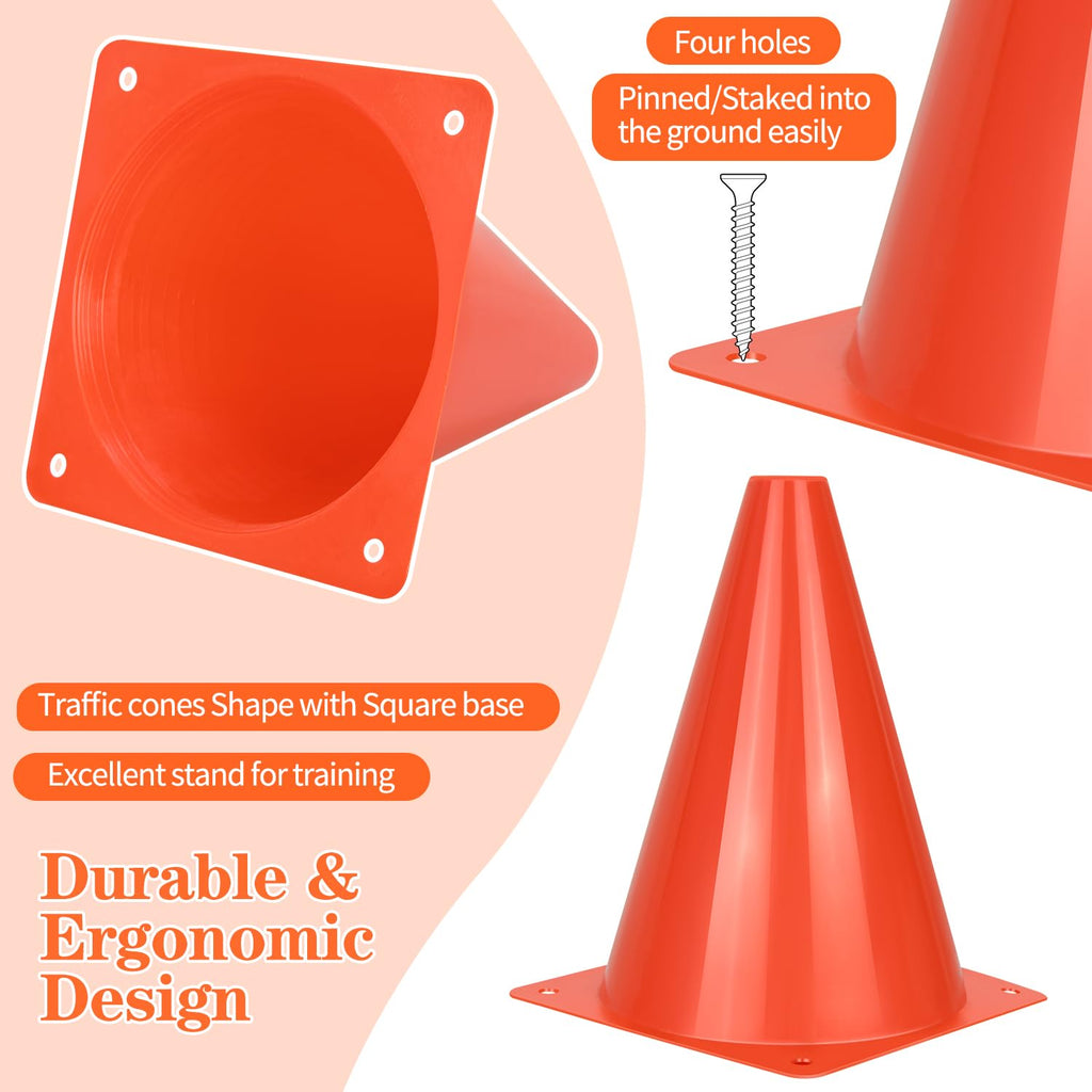 PXZBLG 12/24/50pcs Soccer Cones, 7" Soccer Cones, Plastic Traffic Cones, Training Cones for Basketball Football Skating Drills Practice