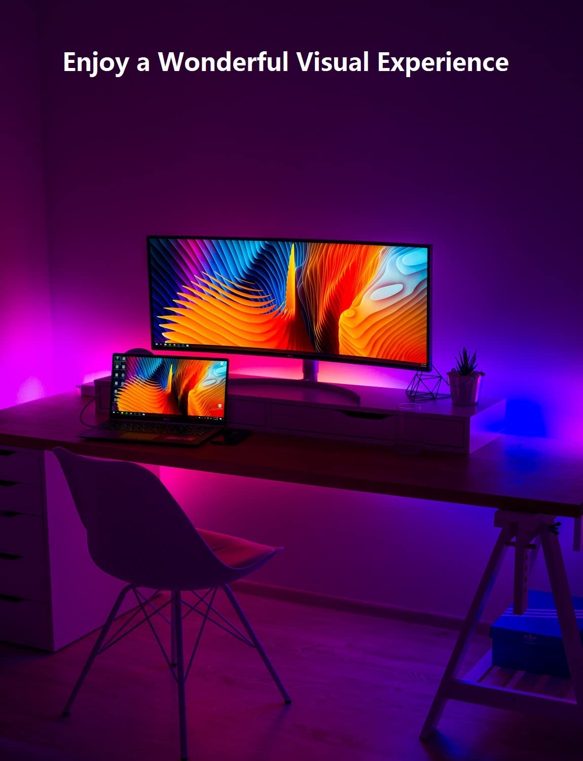 DAYBETTER LED Strip Lights 130ft Lights Strip for Bedroom, Desk, Indoor Room Bedroom Brithday Gifts RGB Decor with Remote and 24V Power Supply