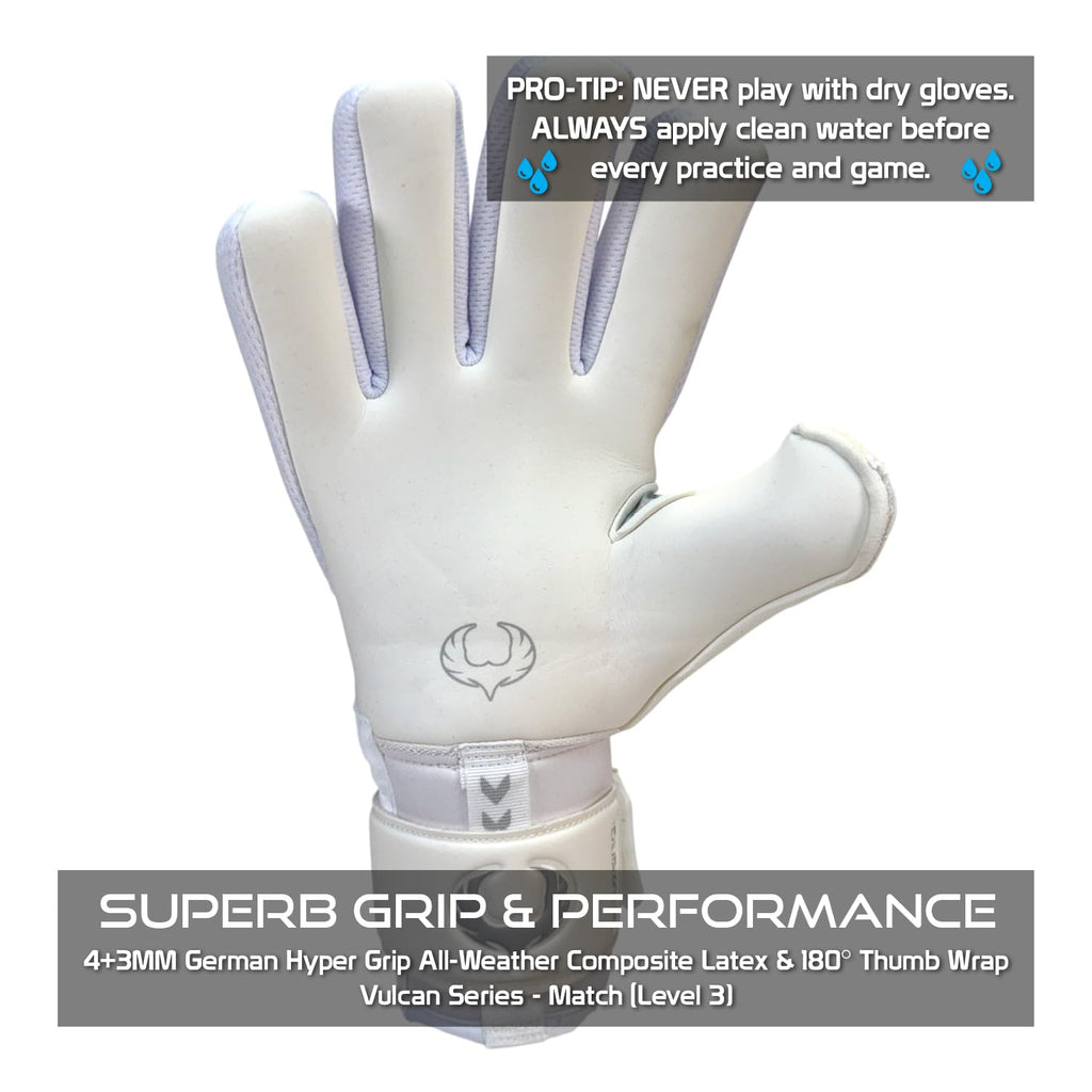 Renegade GK Vulcan Goalie Gloves - Adult, Youth, Kids (Sizes 6-11, 4 Styles, Level 3) Pro-Tek Fingersaves & 3.5+3MM Hyper Grip | Excellent Goalkeeper Glove for Higher Play | Based in The USA