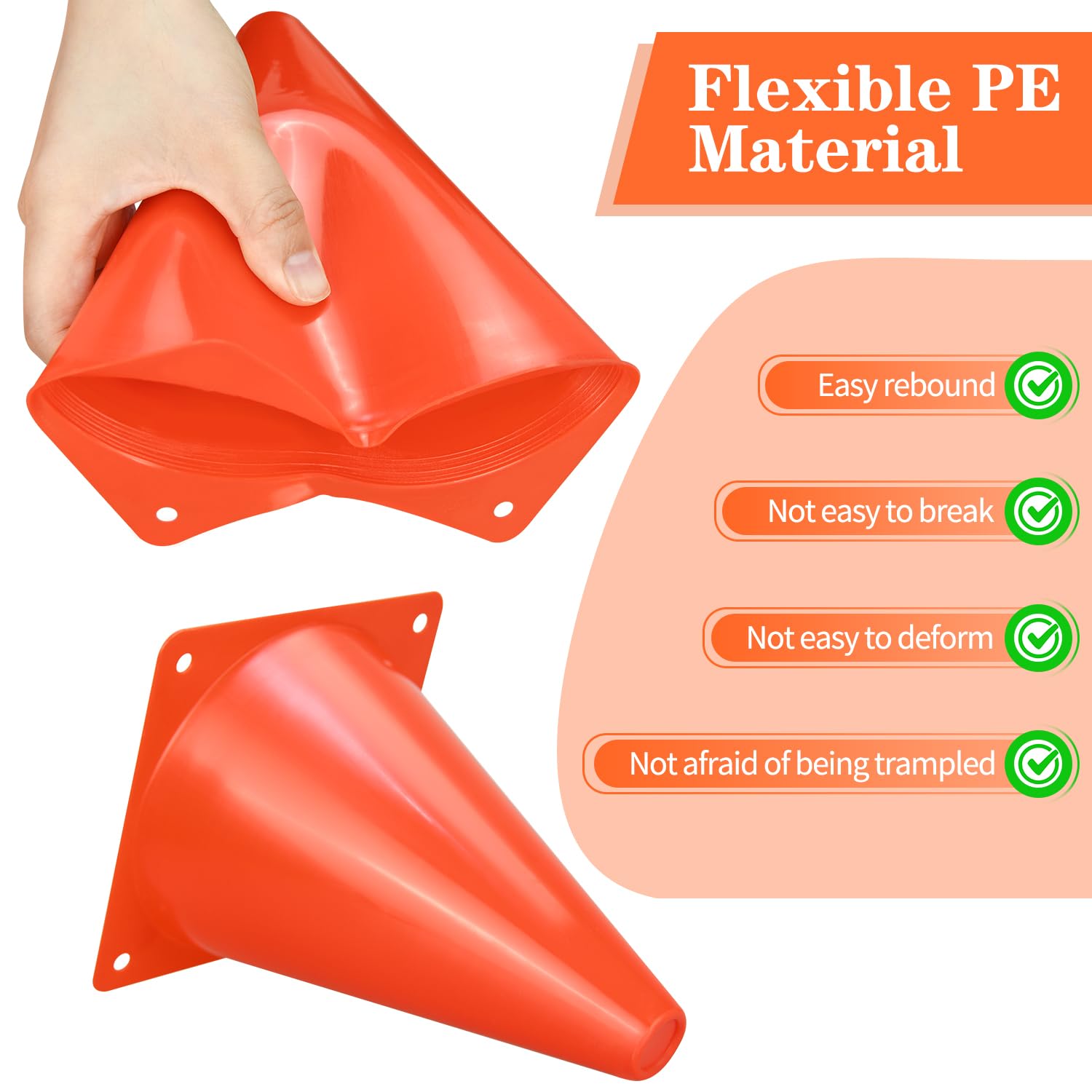 PXZBLG 12/24/50pcs Soccer Cones, 7" Soccer Cones, Plastic Traffic Cones, Training Cones for Basketball Football Skating Drills Practice