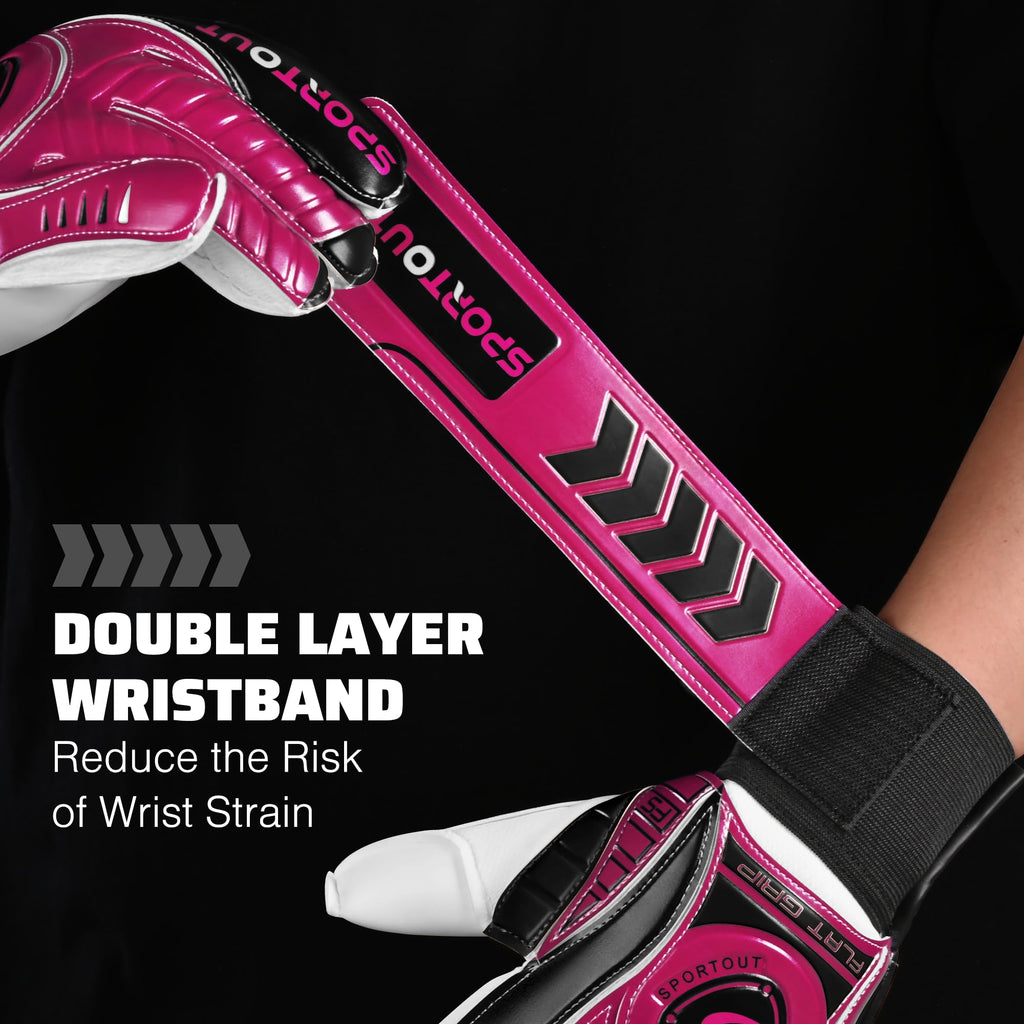 Sportout Goalkeeper Gloves with Fingersave, Breathable Soccer Goalie Gloves, 4mm Latex, for Kids, Youth and Adult