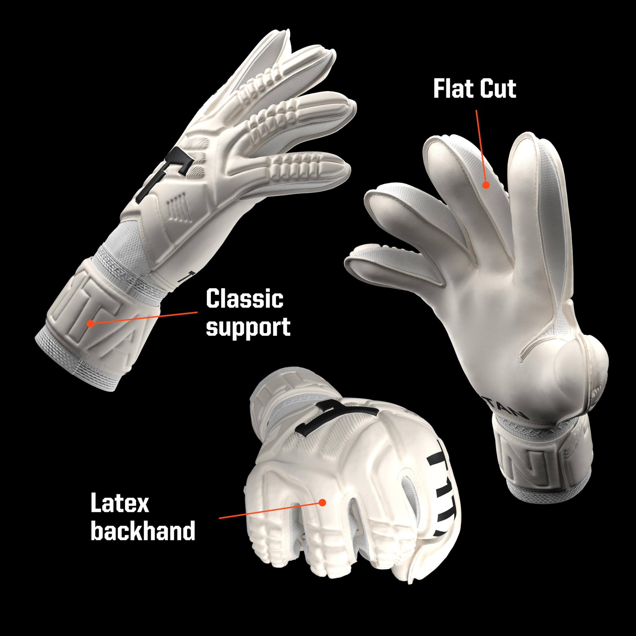 T1TAN Goalkeeper Training Gloves Adult, Classic White-Out & Black-Out, Size 6-11, Soccer Goalie Gloves, Professional Goal Keeper Gloves for Youth, Men & Women, Breathable & 3mm Memory Foam