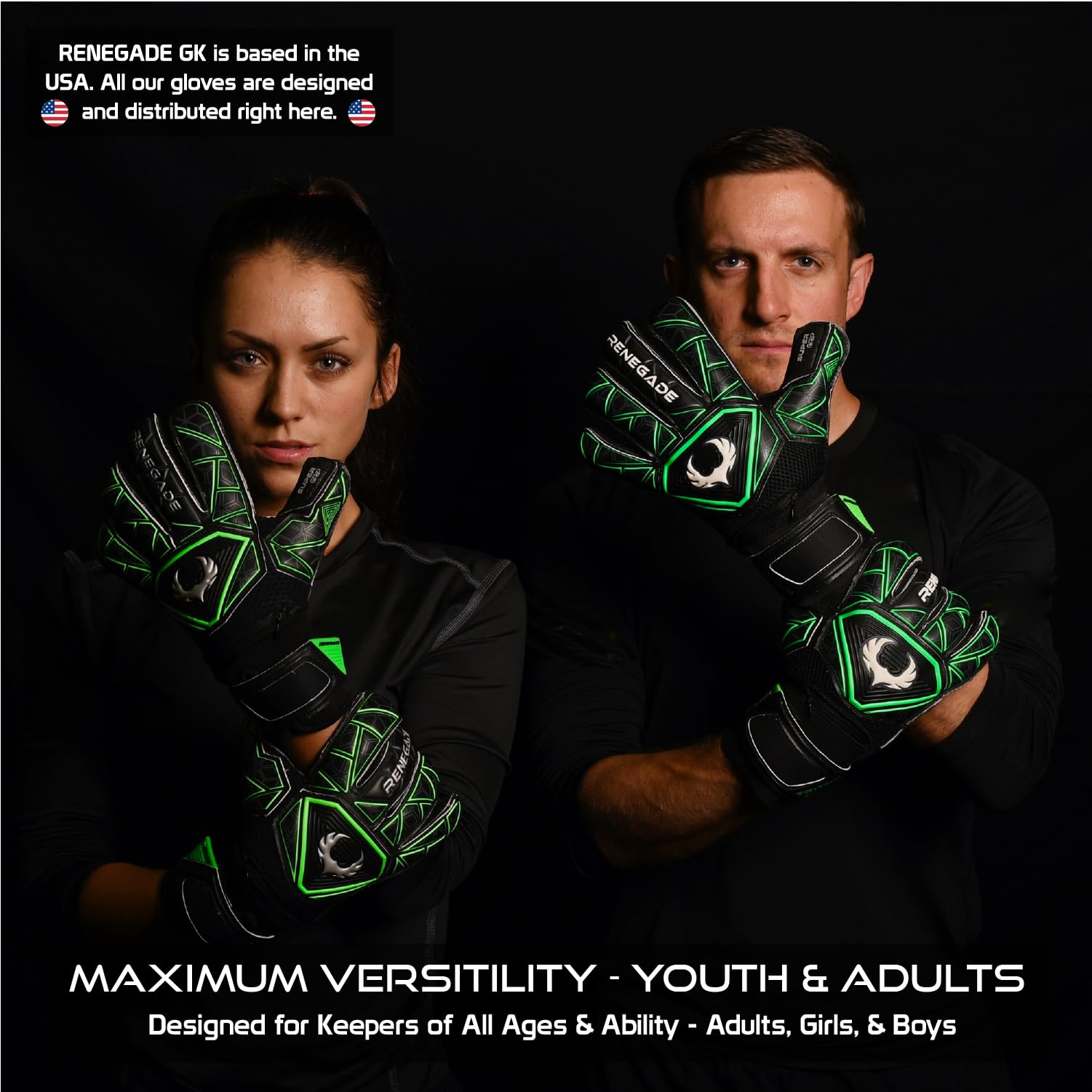 Renegade GK Triton Goalie Gloves - Adult, Youth, Kids (Sizes 5-11, 3 Styles, Level 2) Pro-Tek Fingersaves & Durable 3.5+3MM Super Grip | Goalkeeper Glove for All-Around Play | Based in The USA