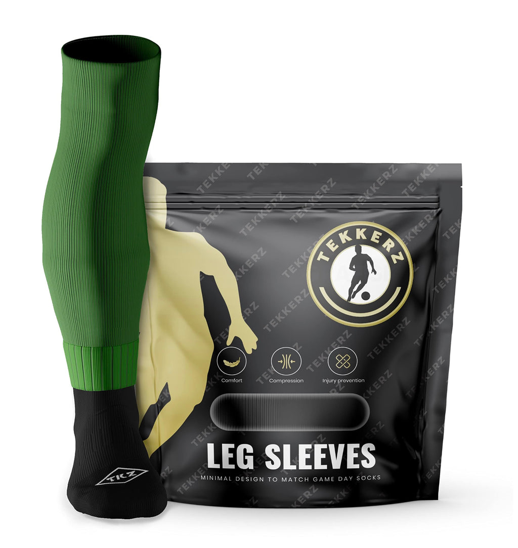 Tekkerz leg sleeve over 20 color variations compatible with grip socks for soccer, football, hockey, rugby athletic socks