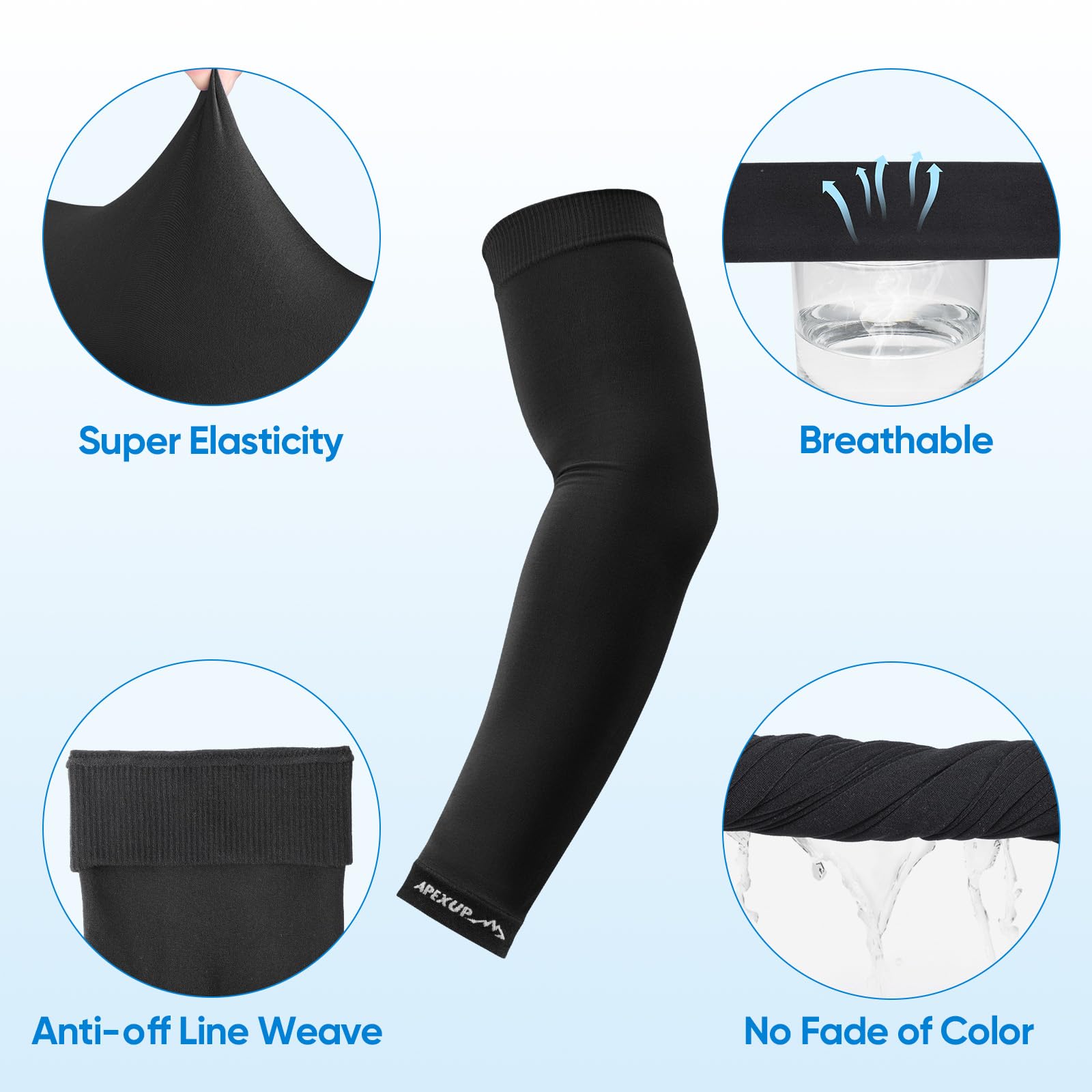 APEXUP Cooling Arm Sleeves for Men Women, UV Sun Protection UPF 50, Volleyball Arm Sleeves Compression Sleeves for Outdoor