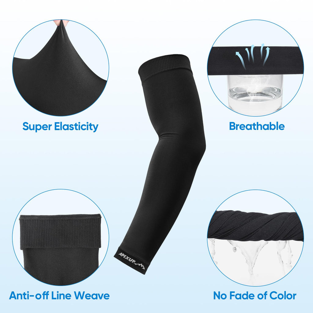APEXUP Cooling Arm Sleeves for Men Women, UV Sun Protection UPF 50, Volleyball Arm Sleeves Compression Sleeves for Outdoor