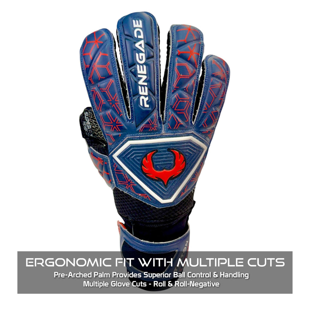 Renegade GK Triton Goalie Gloves - Adult, Youth, Kids (Sizes 5-11, 3 Styles, Level 2) Pro-Tek Fingersaves & Durable 3.5+3MM Super Grip | Goalkeeper Glove for All-Around Play | Based in The USA