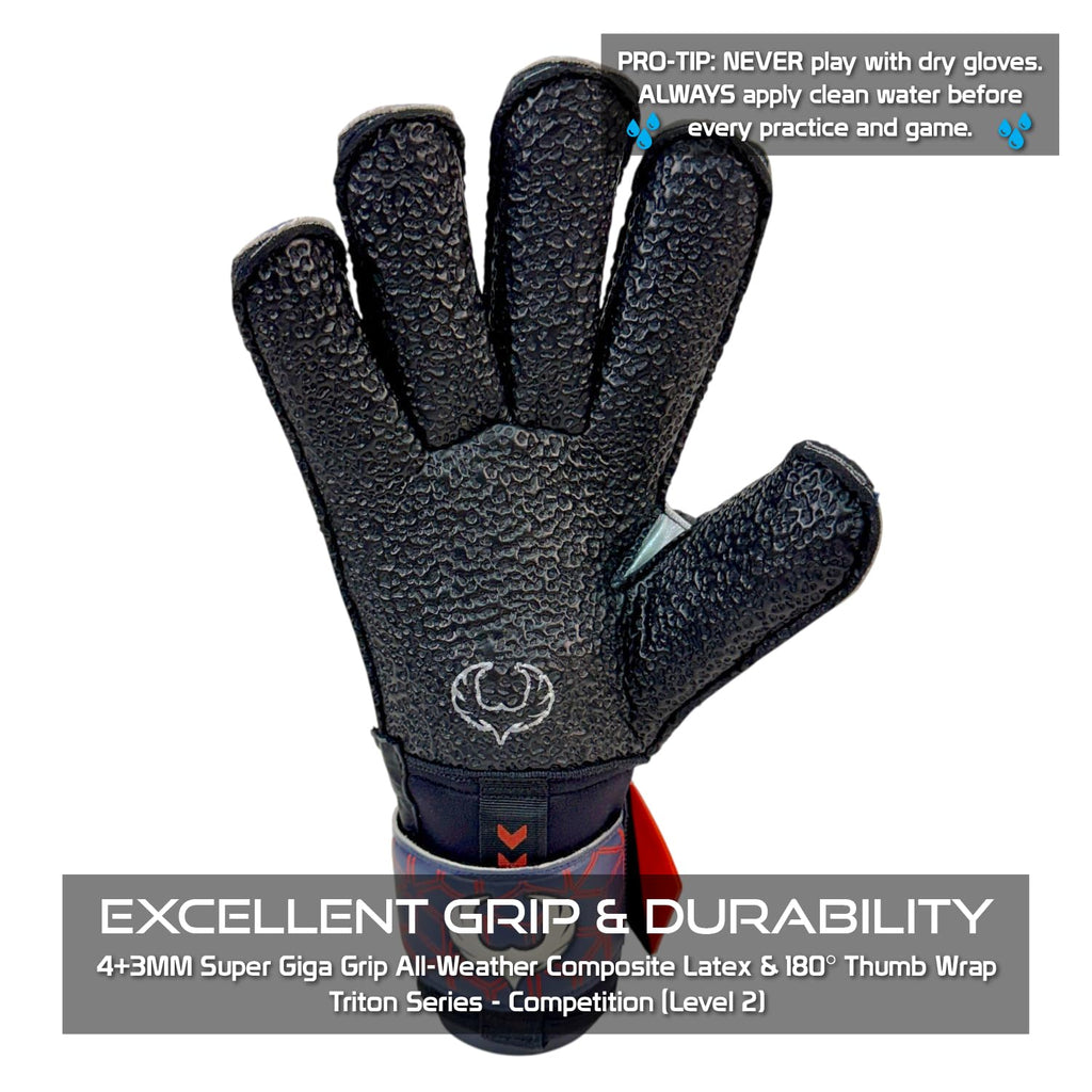 Renegade GK Triton Goalie Gloves - Adult, Youth, Kids (Sizes 5-11, 3 Styles, Level 2) Pro-Tek Fingersaves & Durable 3.5+3MM Super Grip | Goalkeeper Glove for All-Around Play | Based in The USA