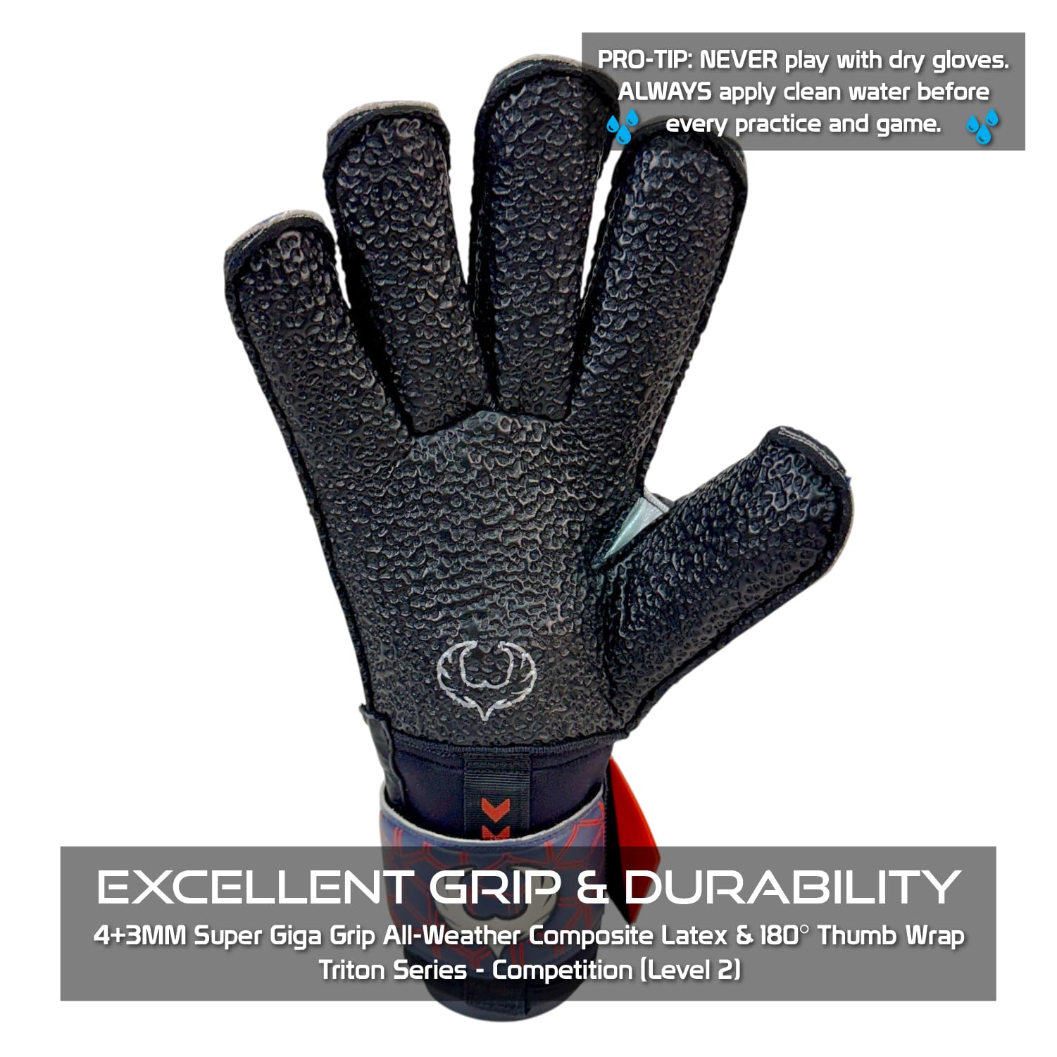 Renegade GK Triton Goalie Gloves - Adult, Youth, Kids (Sizes 5-11, 3 Styles, Level 2) Pro-Tek Fingersaves & Durable 3.5+3MM Super Grip | Goalkeeper Glove for All-Around Play | Based in The USA