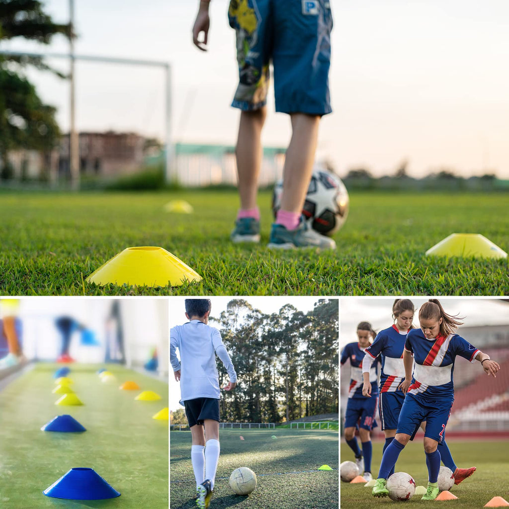 25/50/100pcs Disc Cones, Agility Soccer Cones with Carry Bag and Holder, Soccer Cones for Sports Training, Football, Soccer, Basketball, Coaching, Practice Equipment, 5 Color
