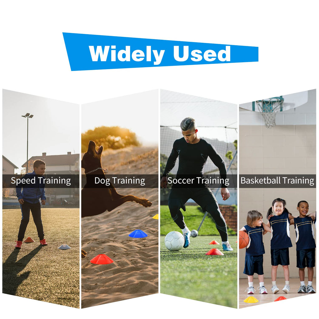 25/50/100pcs Disc Cones, Agility Soccer Cones with Carry Bag and Holder, Soccer Cones for Sports Training, Football, Soccer, Basketball, Coaching, Practice Equipment, 5 Color