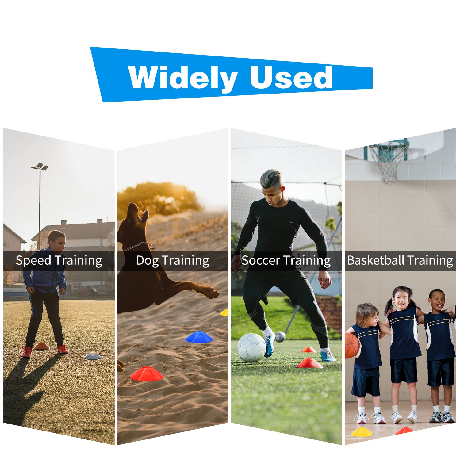 25/50/100pcs Disc Cones, Agility Soccer Cones with Carry Bag and Holder, Soccer Cones for Sports Training, Football, Soccer, Basketball, Coaching, Practice Equipment, 5 Color