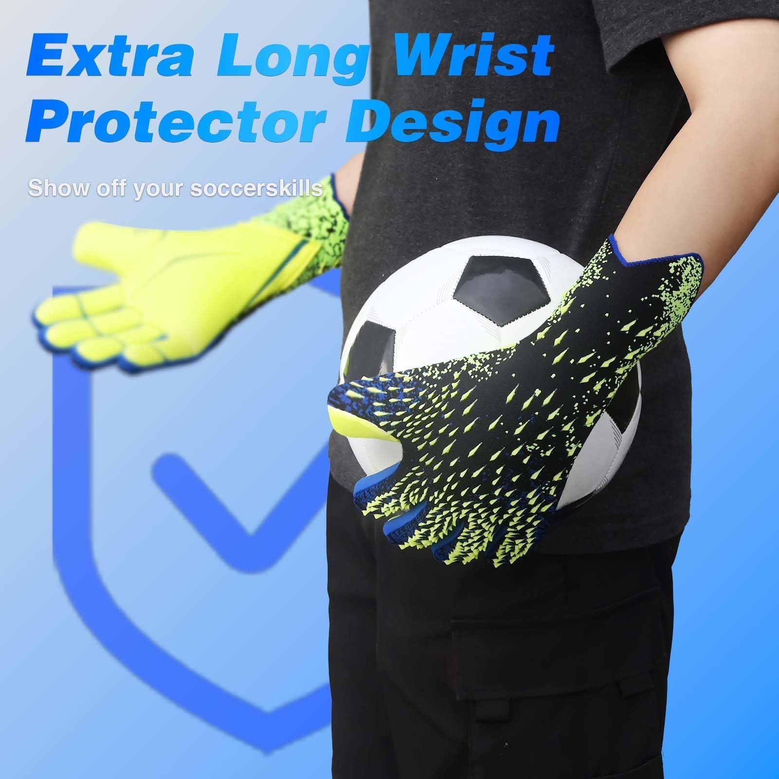 Soccer Goalkeeper Gloves, Ultimate Grip Football Goalie Gloves with Size 6/7/8/9/10, Strong Receiver, American Football for Men, Boys, Youth, Adult, Kids and Small Hands