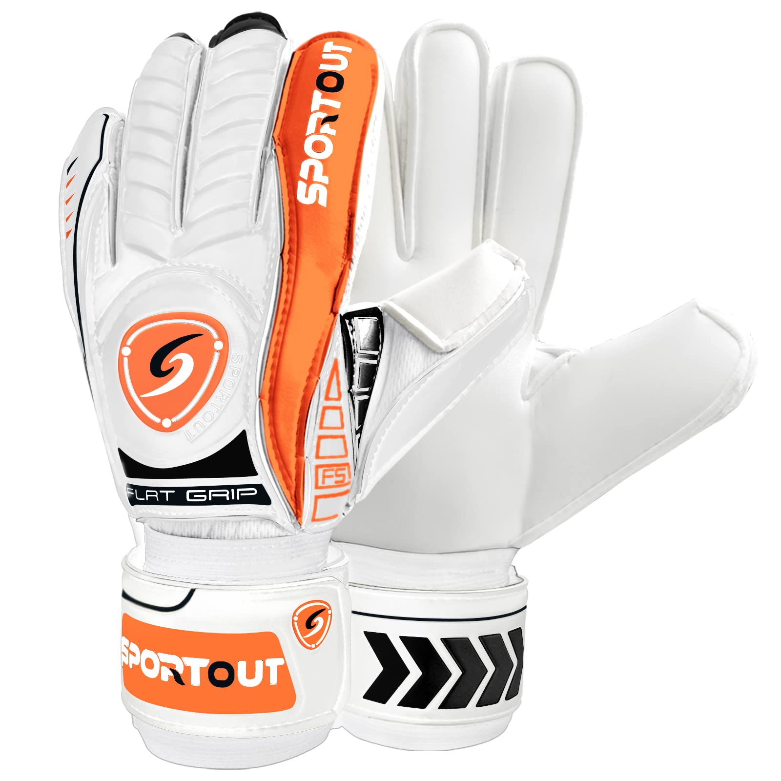 Sportout Goalkeeper Gloves with Fingersave, Breathable Soccer Goalie Gloves, 4mm Latex, for Kids, Youth and Adult