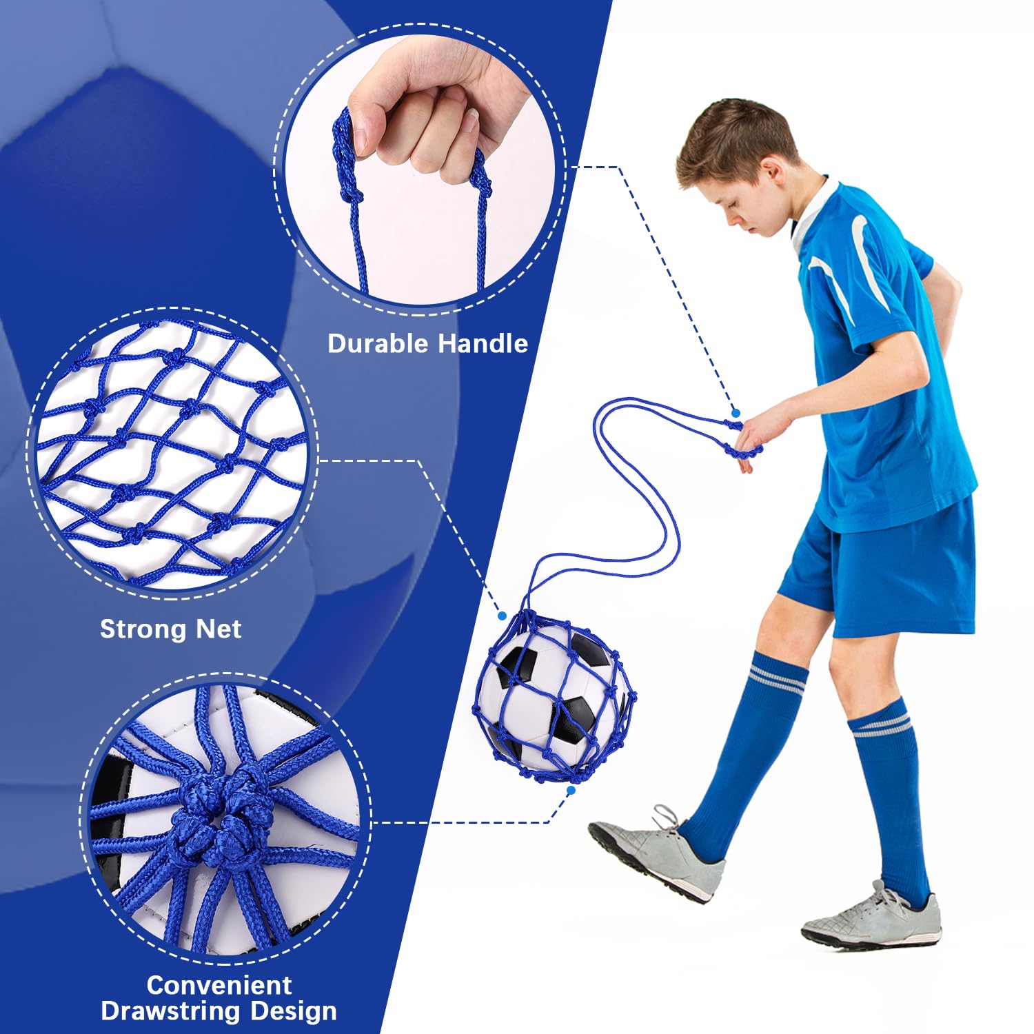 TOBWOLF Football Kick Trainer, Soccer Return Trainer Net Fits Ball Size 3, 4, 5, Hands-Free Soccer Kick Throw Training Aid