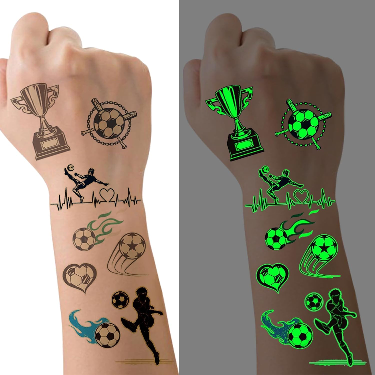 Glow-in-the-Dark Soccer Temporary Tattoos