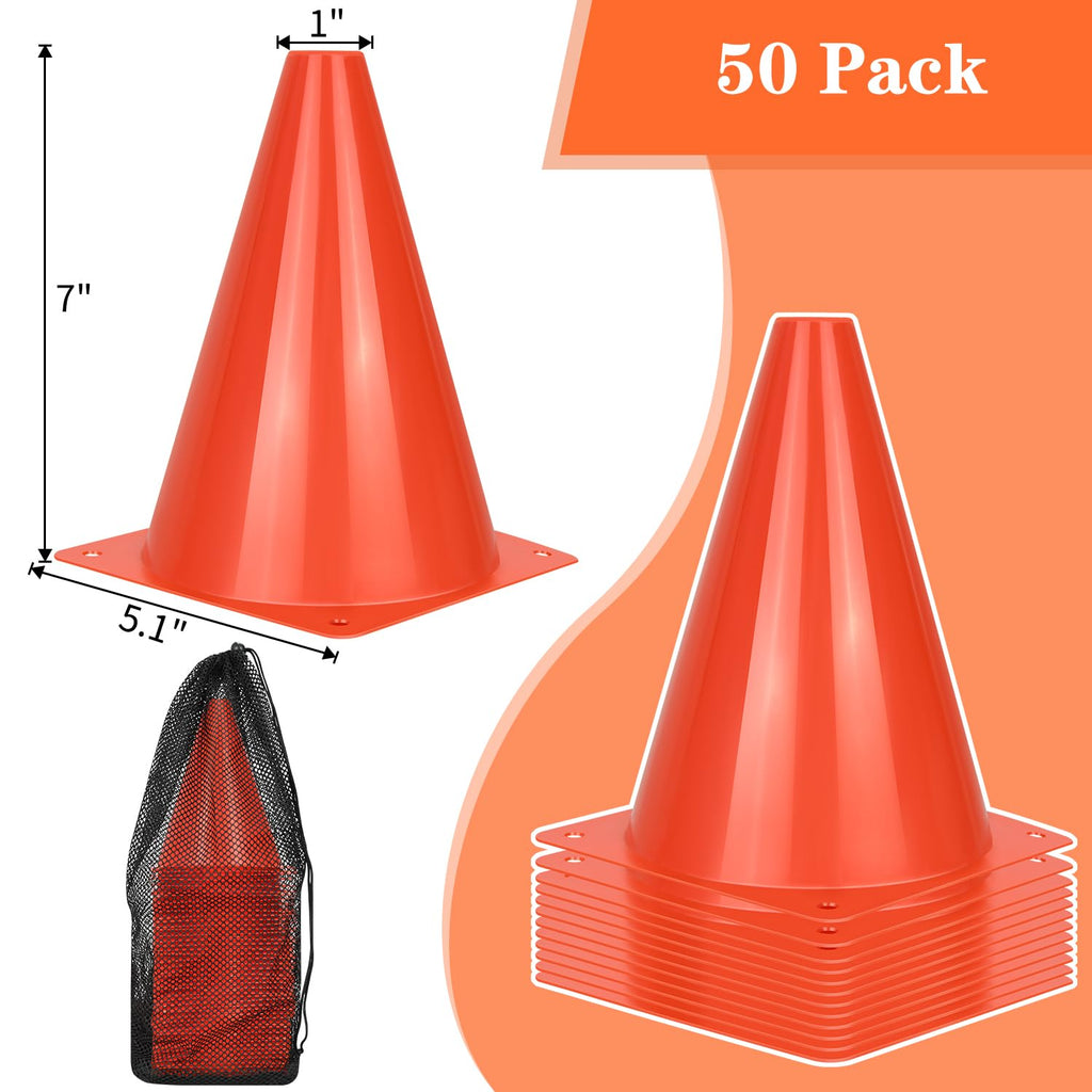 PXZBLG 12/24/50pcs Soccer Cones, 7" Soccer Cones, Plastic Traffic Cones, Training Cones for Basketball Football Skating Drills Practice