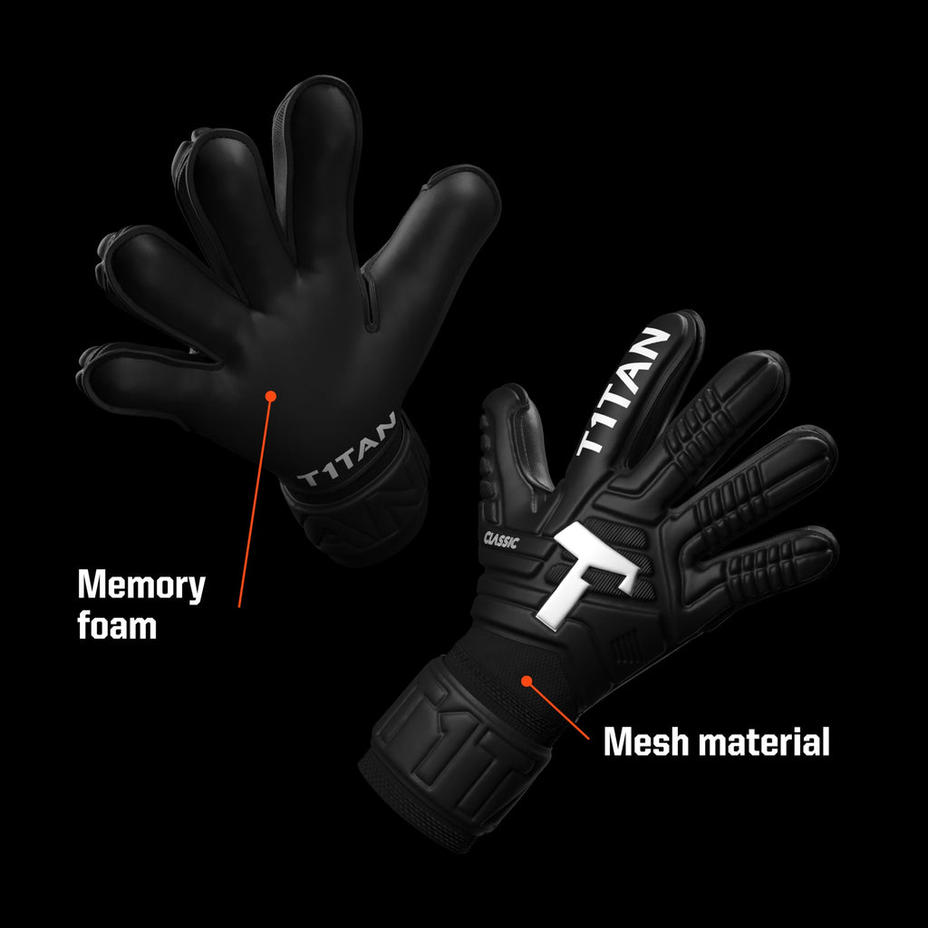 T1TAN Goalkeeper Training Gloves Adult, Classic White-Out & Black-Out, Size 6-11, Soccer Goalie Gloves, Professional Goal Keeper Gloves for Youth, Men & Women, Breathable & 3mm Memory Foam