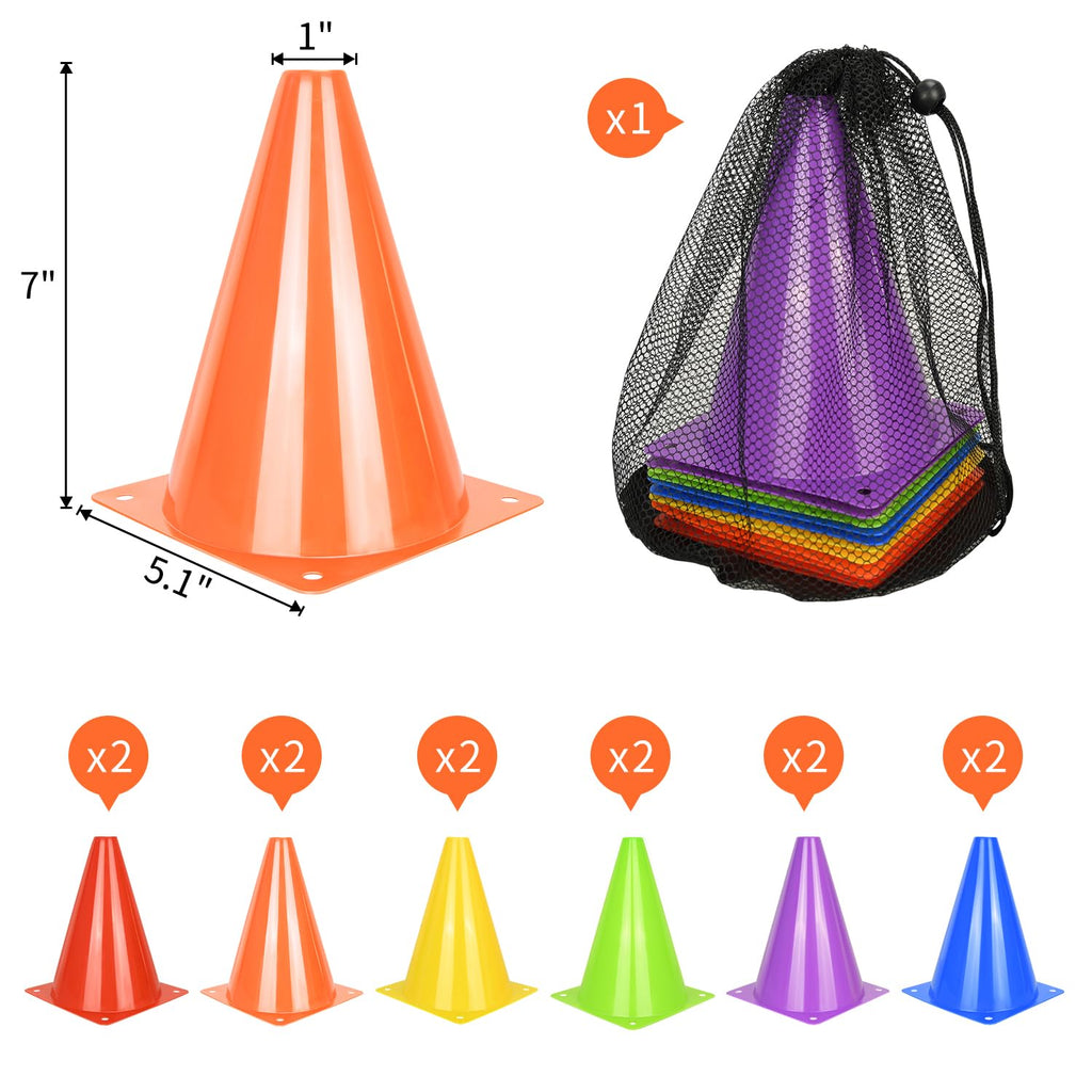 PXZBLG 12/24/50pcs Soccer Cones, 7" Soccer Cones, Plastic Traffic Cones, Training Cones for Basketball Football Skating Drills Practice