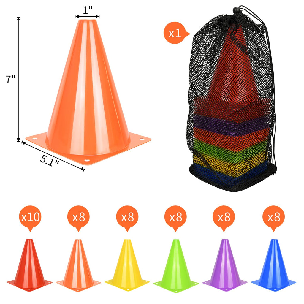 PXZBLG 12/24/50pcs Soccer Cones, 7" Soccer Cones, Plastic Traffic Cones, Training Cones for Basketball Football Skating Drills Practice