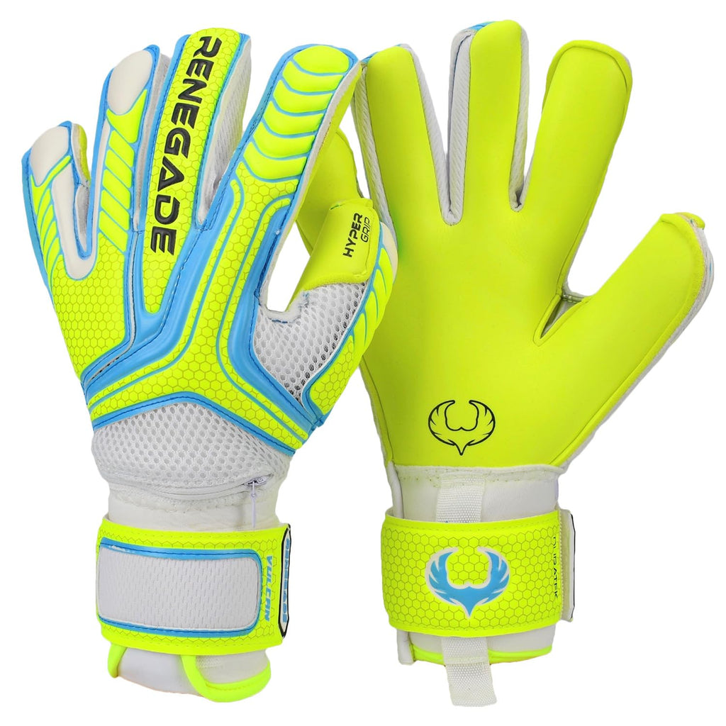 Renegade GK Vulcan Goalie Gloves - Adult, Youth, Kids (Sizes 6-11, 4 Styles, Level 3) Pro-Tek Fingersaves & 3.5+3MM Hyper Grip | Excellent Goalkeeper Glove for Higher Play | Based in The USA