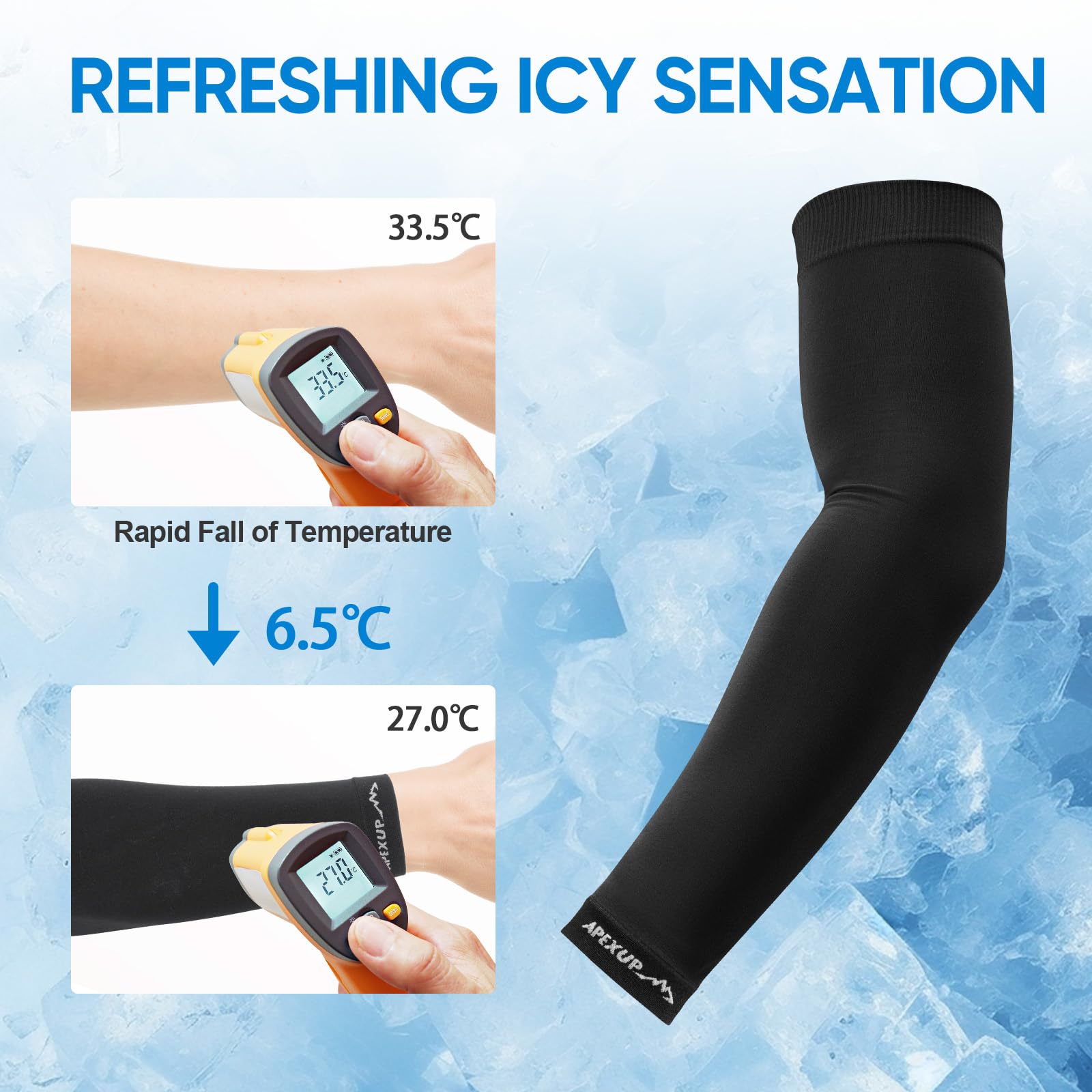APEXUP Cooling Arm Sleeves for Men Women, UV Sun Protection UPF 50, Volleyball Arm Sleeves Compression Sleeves for Outdoor