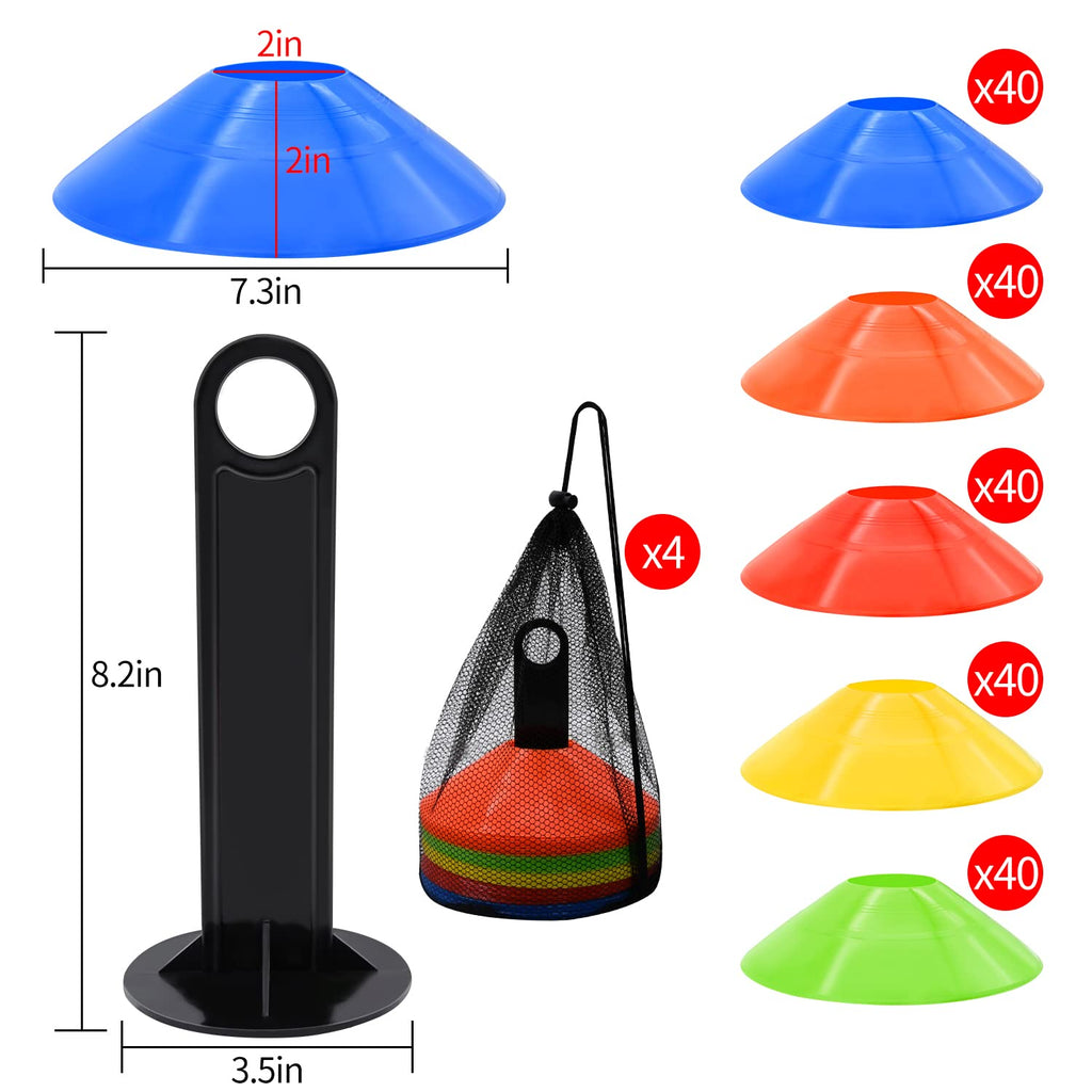 25/50/100pcs Disc Cones, Agility Soccer Cones with Carry Bag and Holder, Soccer Cones for Sports Training, Football, Soccer, Basketball, Coaching, Practice Equipment, 5 Color