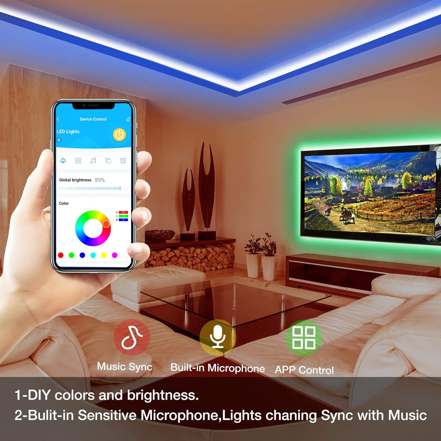 DAYBETTER LED Strip Lights 130ft Lights Strip for Bedroom, Desk, Indoor Room Bedroom Brithday Gifts RGB Decor with Remote and 24V Power Supply