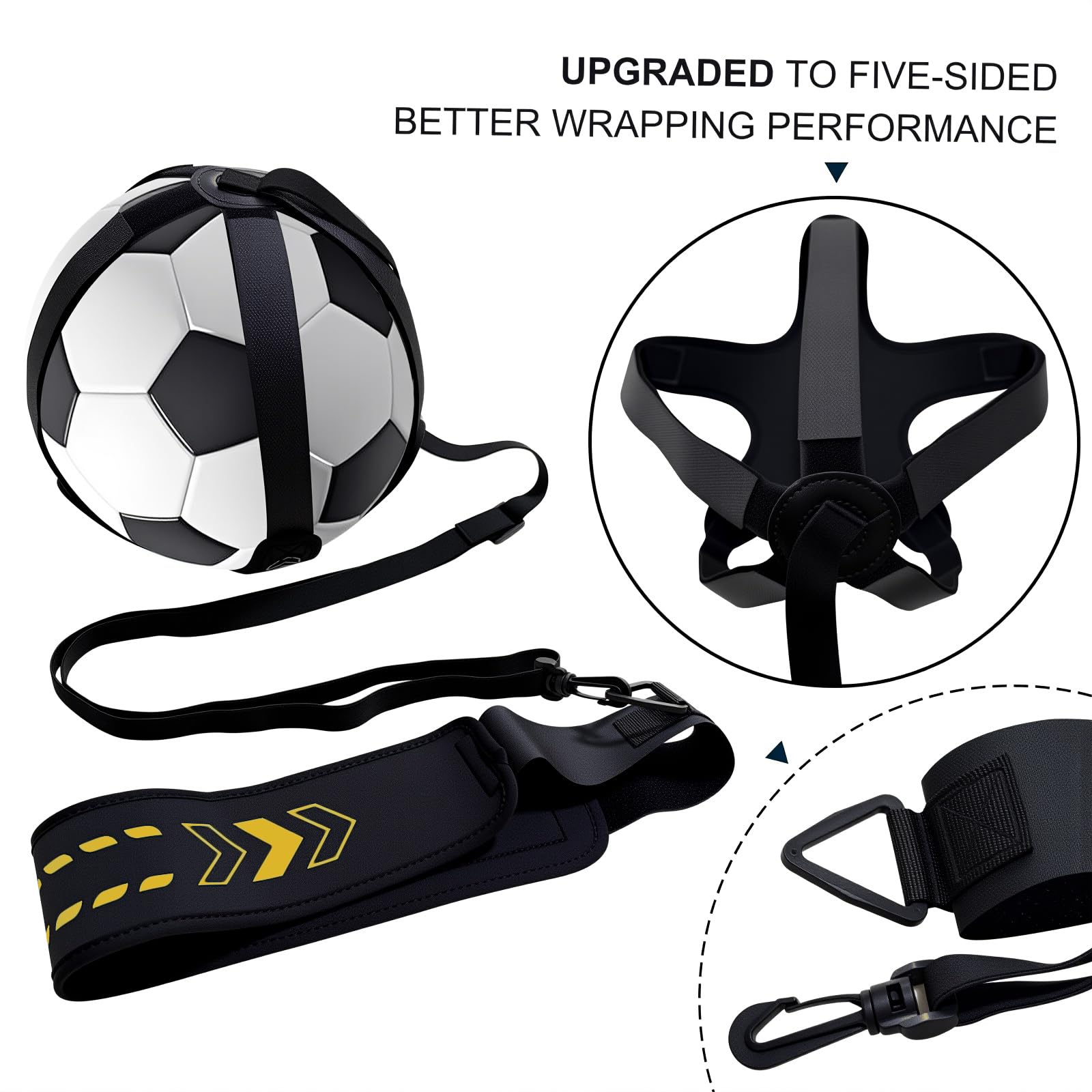 Soccer Training Equipment Football Kick Solo Trainer Adjustable Waist Belt Elastic Rope, Aids Hands Free Throw Sole Practice Fits Ball 3, 4, 5 and Volleyball Rugby (Blue)