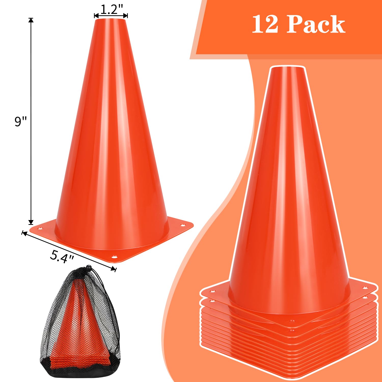 PXZBLG 12/24/50pcs Soccer Cones, 7" Soccer Cones, Plastic Traffic Cones, Training Cones for Basketball Football Skating Drills Practice
