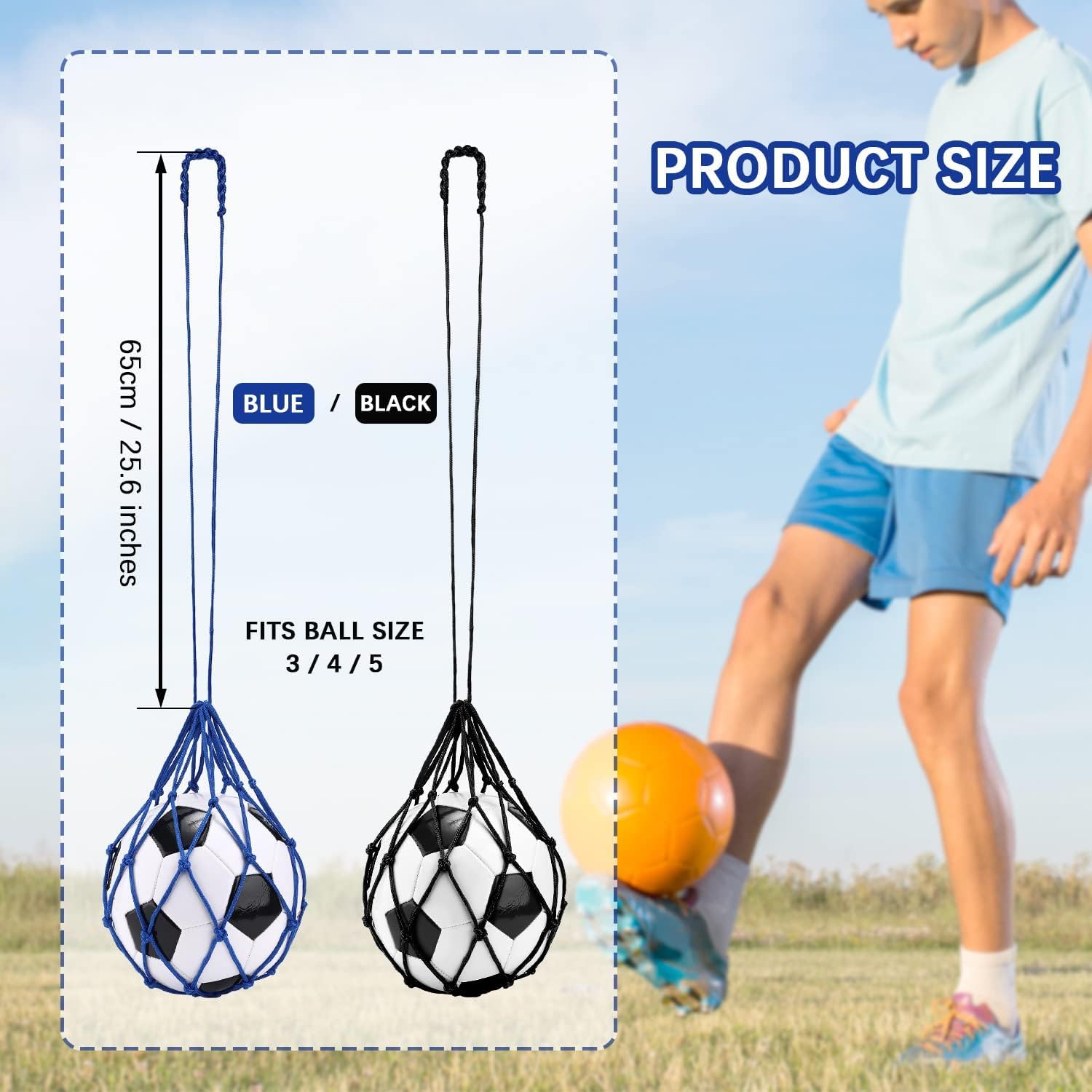 TOBWOLF Football Kick Trainer, Soccer Return Trainer Net Fits Ball Size 3, 4, 5, Hands-Free Soccer Kick Throw Training Aid