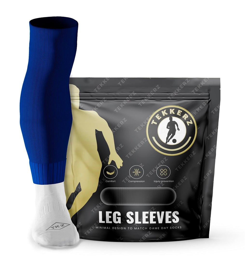 Tekkerz leg sleeve over 20 color variations compatible with grip socks for soccer, football, hockey, rugby athletic socks