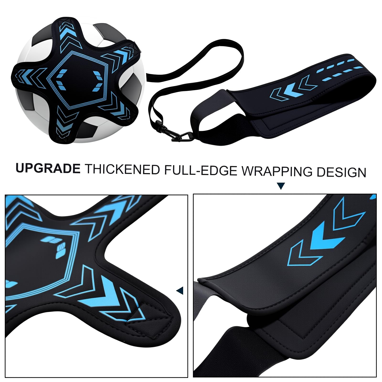 Soccer Training Equipment Football Kick Solo Trainer Adjustable Waist Belt Elastic Rope, Aids Hands Free Throw Sole Practice Fits Ball 3, 4, 5 and Volleyball Rugby (Blue)
