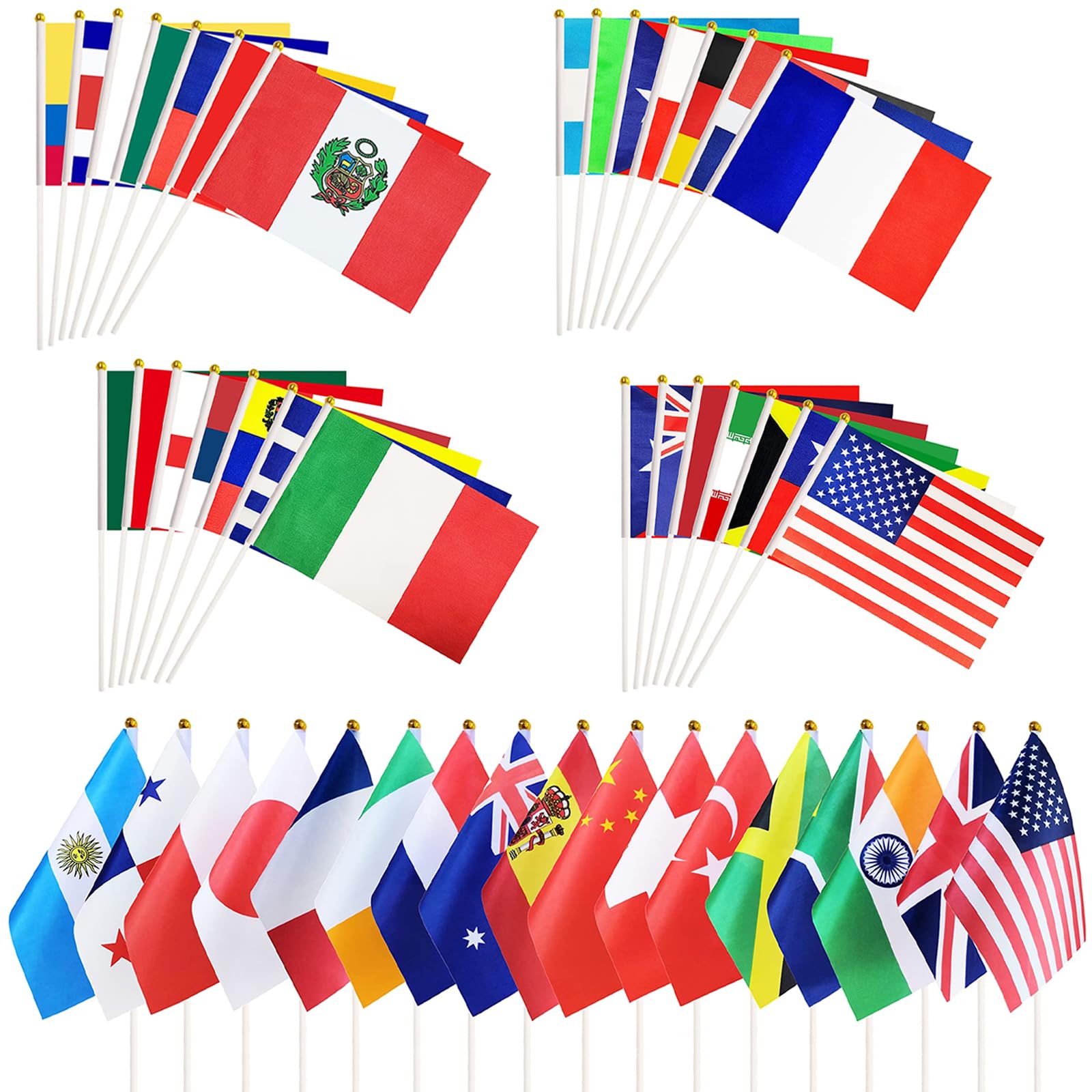 100-Country Mini Hand Flags Set
