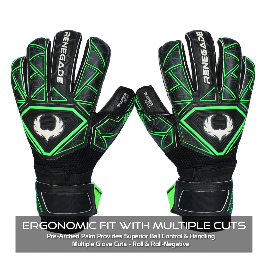 Renegade GK Triton Goalie Gloves - Adult, Youth, Kids (Sizes 5-11, 3 Styles, Level 2) Pro-Tek Fingersaves & Durable 3.5+3MM Super Grip | Goalkeeper Glove for All-Around Play | Based in The USA