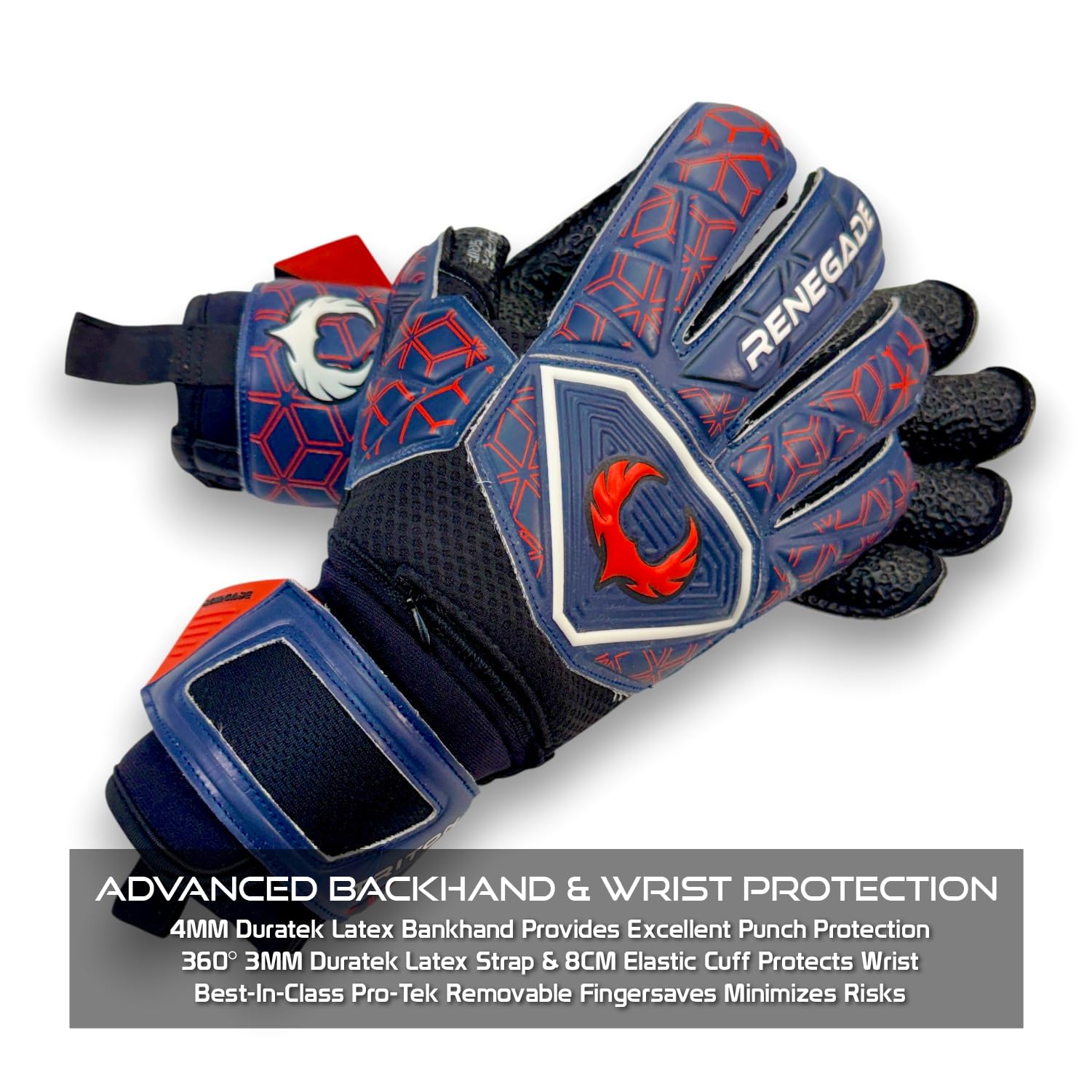 Renegade GK Triton Goalie Gloves - Adult, Youth, Kids (Sizes 5-11, 3 Styles, Level 2) Pro-Tek Fingersaves & Durable 3.5+3MM Super Grip | Goalkeeper Glove for All-Around Play | Based in The USA