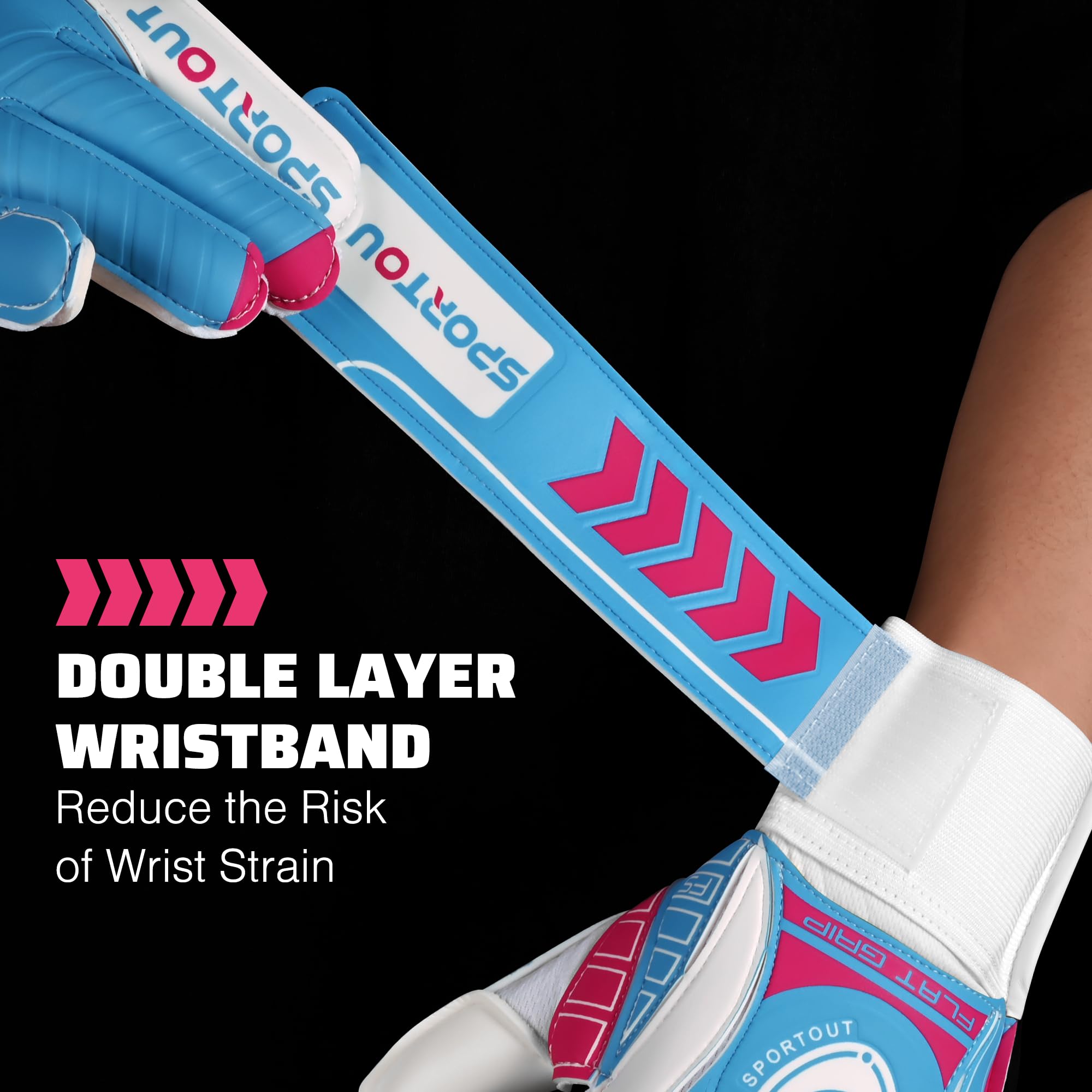 Sportout Goalkeeper Gloves with Fingersave, Breathable Soccer Goalie Gloves, 4mm Latex, for Kids, Youth and Adult
