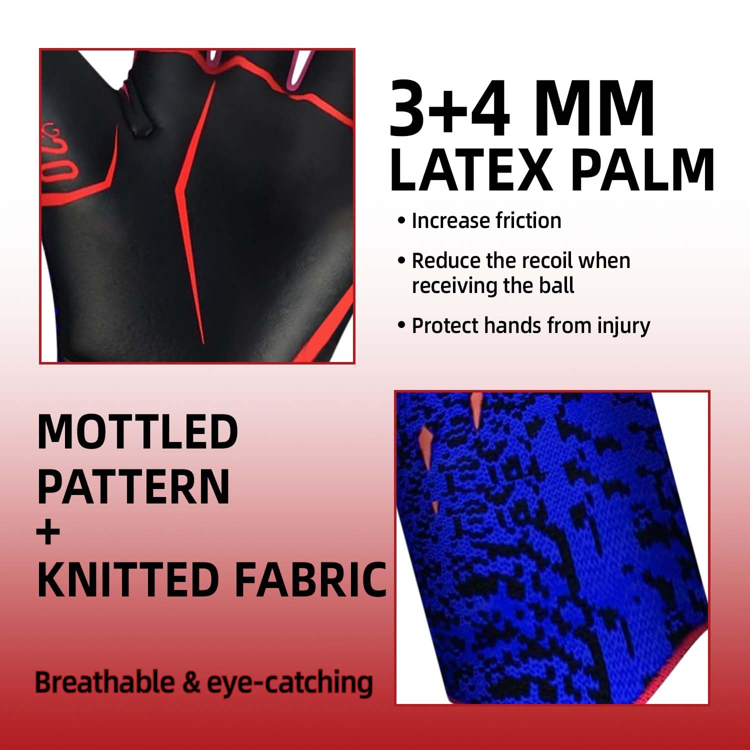 Soccer Goalkeeper Gloves, Ultimate Grip Football Goalie Gloves with Size 6/7/8/9/10, Strong Receiver, American Football for Men, Boys, Youth, Adult, Kids and Small Hands