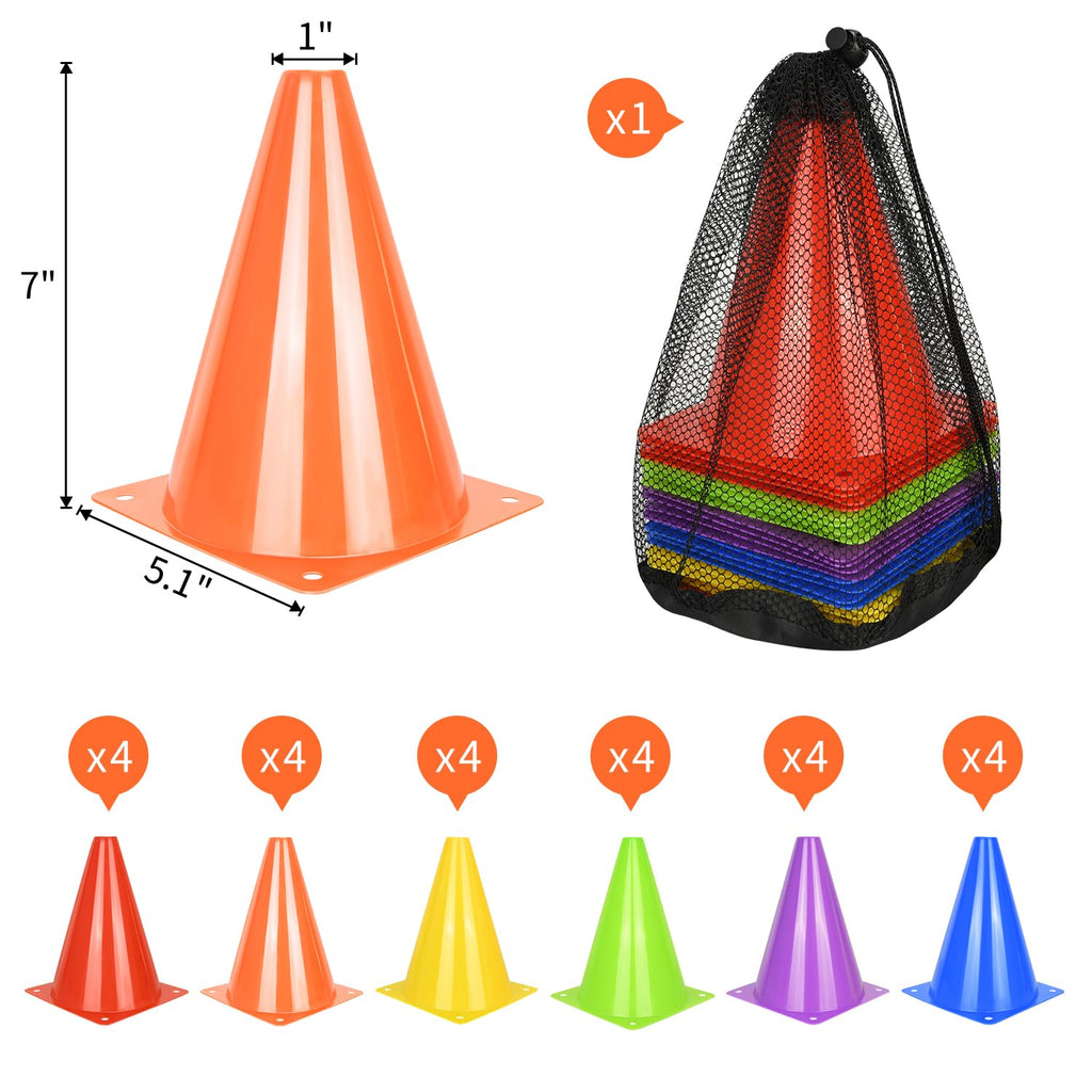 PXZBLG 12/24/50pcs Soccer Cones, 7" Soccer Cones, Plastic Traffic Cones, Training Cones for Basketball Football Skating Drills Practice