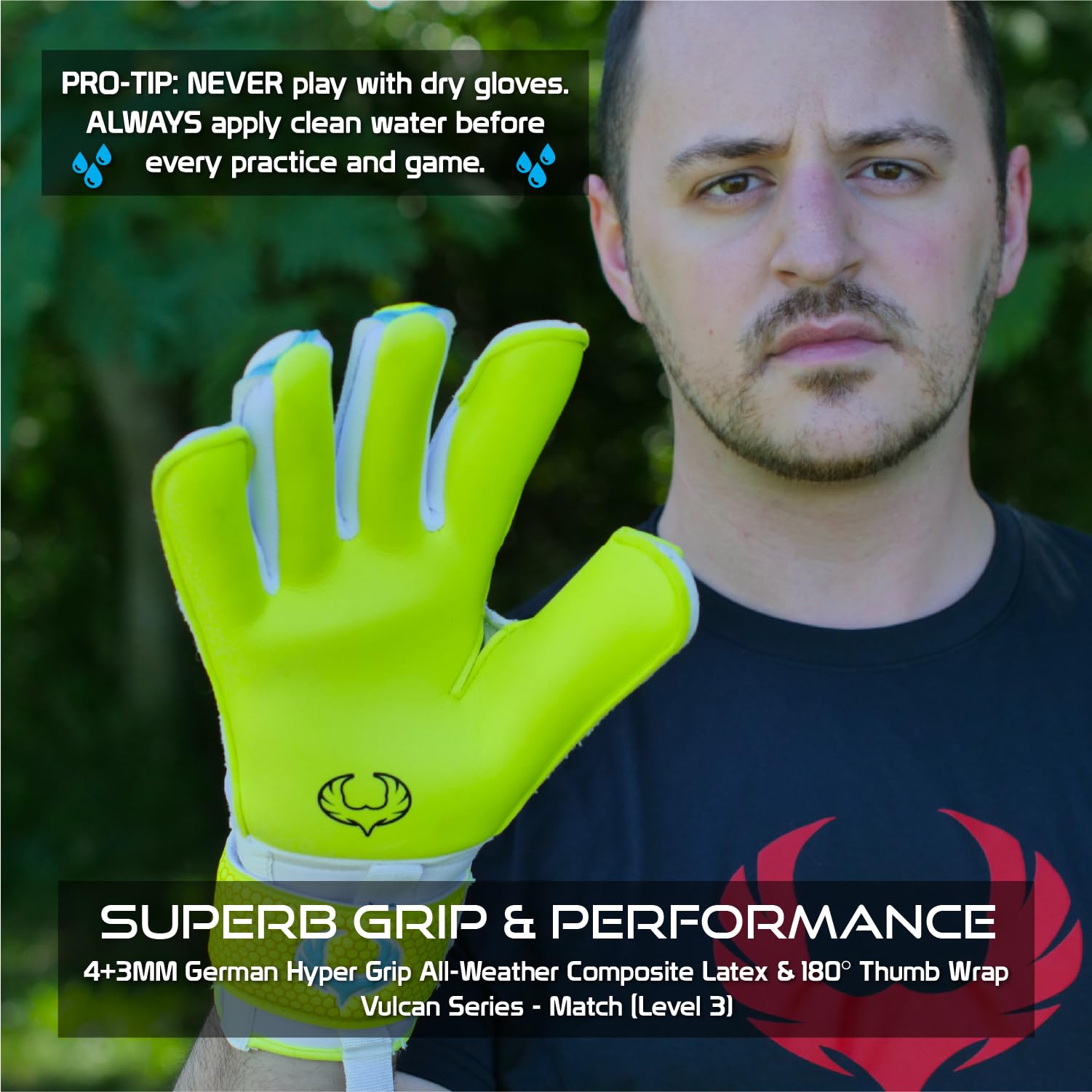Renegade GK Vulcan Goalie Gloves - Adult, Youth, Kids (Sizes 6-11, 4 Styles, Level 3) Pro-Tek Fingersaves & 3.5+3MM Hyper Grip | Excellent Goalkeeper Glove for Higher Play | Based in The USA