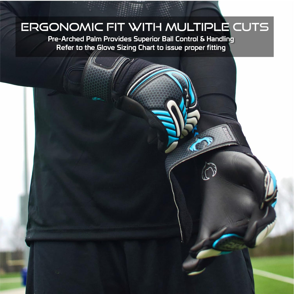 Renegade GK Vulcan Goalie Gloves - Adult, Youth, Kids (Sizes 6-11, 4 Styles, Level 3) Pro-Tek Fingersaves & 3.5+3MM Hyper Grip | Excellent Goalkeeper Glove for Higher Play | Based in The USA