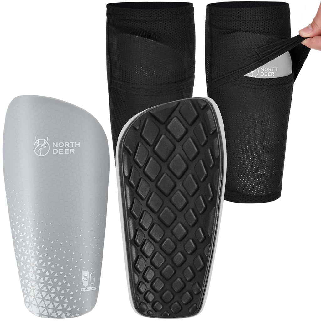 Northdeer Soccer Shin Guards for Kids Adults. Sleeves with Optimized Insert Pocket - Protective Soccer for Boys Girls Men
