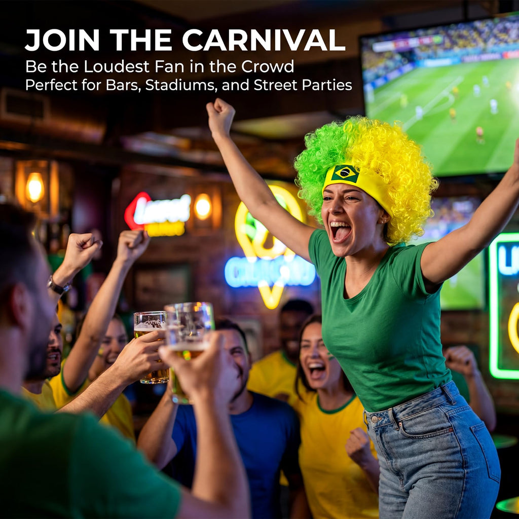 Brazil-Style Curly Soccer Fan Wig
