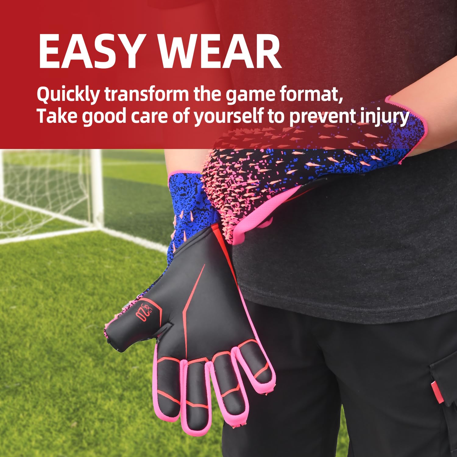 Soccer Goalkeeper Gloves, Ultimate Grip Football Goalie Gloves with Size 6/7/8/9/10, Strong Receiver, American Football for Men, Boys, Youth, Adult, Kids and Small Hands